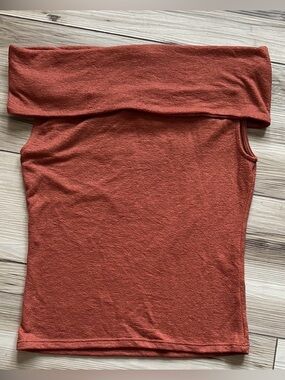 Zara Off-Shoulder Top in Rust Orange